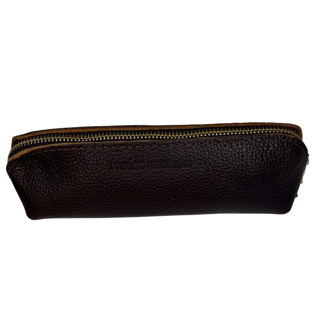 Portland Leather Goods Sidekick Pouch Coldbrew Brown Leather Cosmetic Bag New